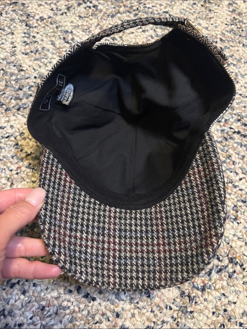 WYETH Free People Letterman Plaid Cap Grey Wool Blend Baseball Hat OS - Picture 10 of 10